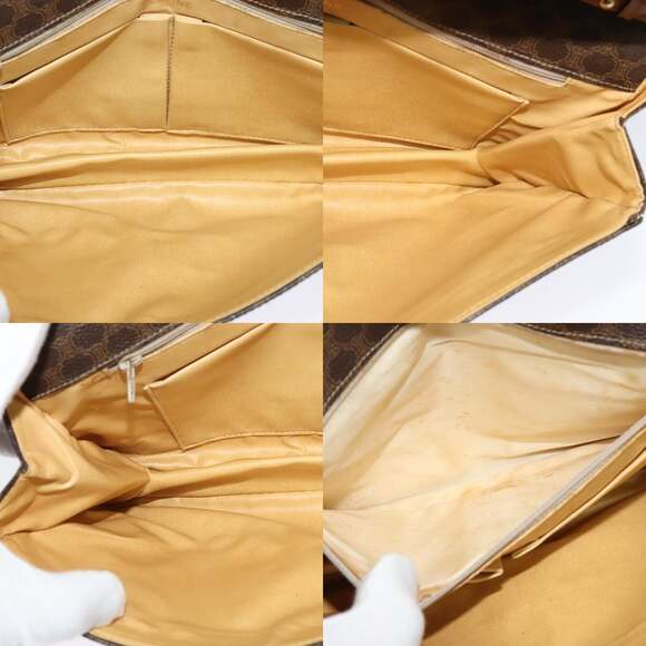 CELINE Macadam Canvas Shoulder Bag Pvc Brown Gold - Picture 12 of 13